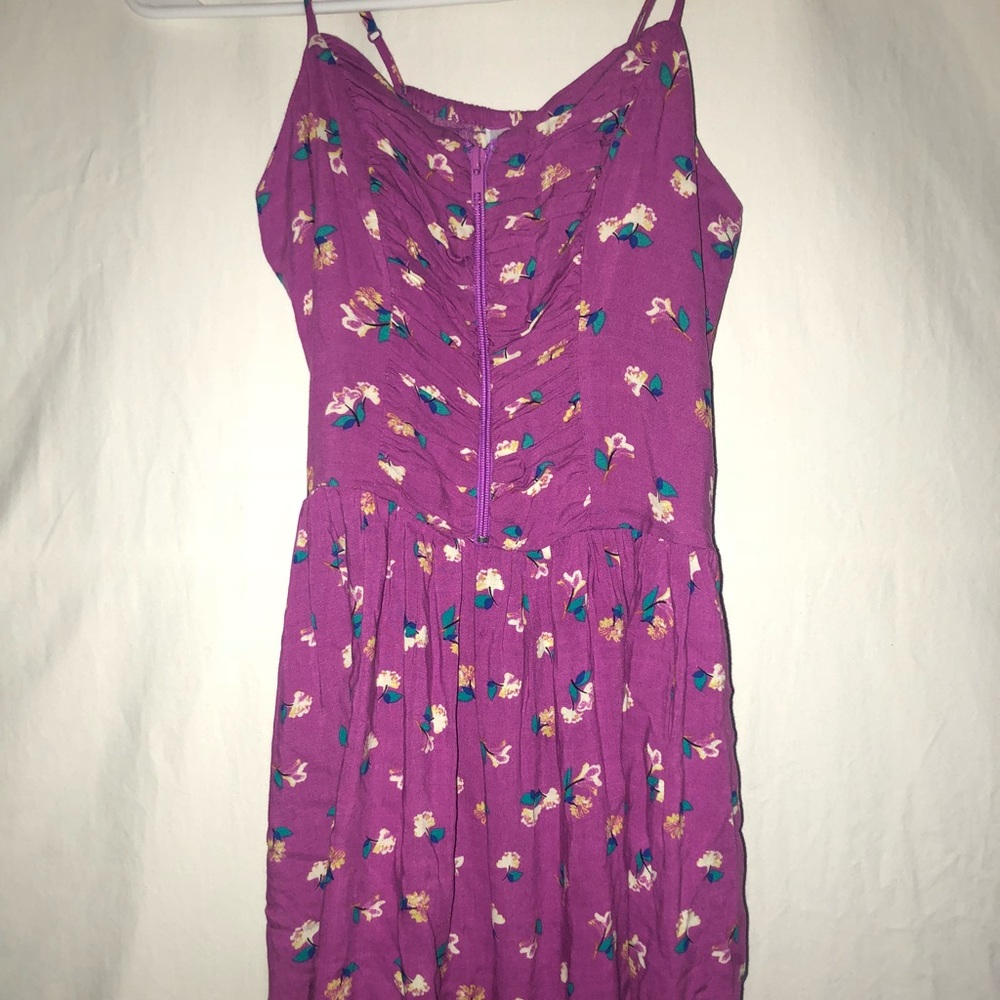 Zip up purple floral dress
